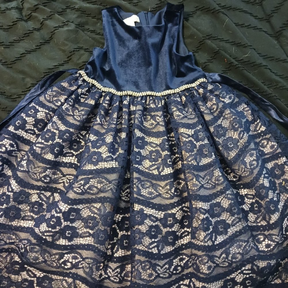 Girls Blue Lace Dress Size 6